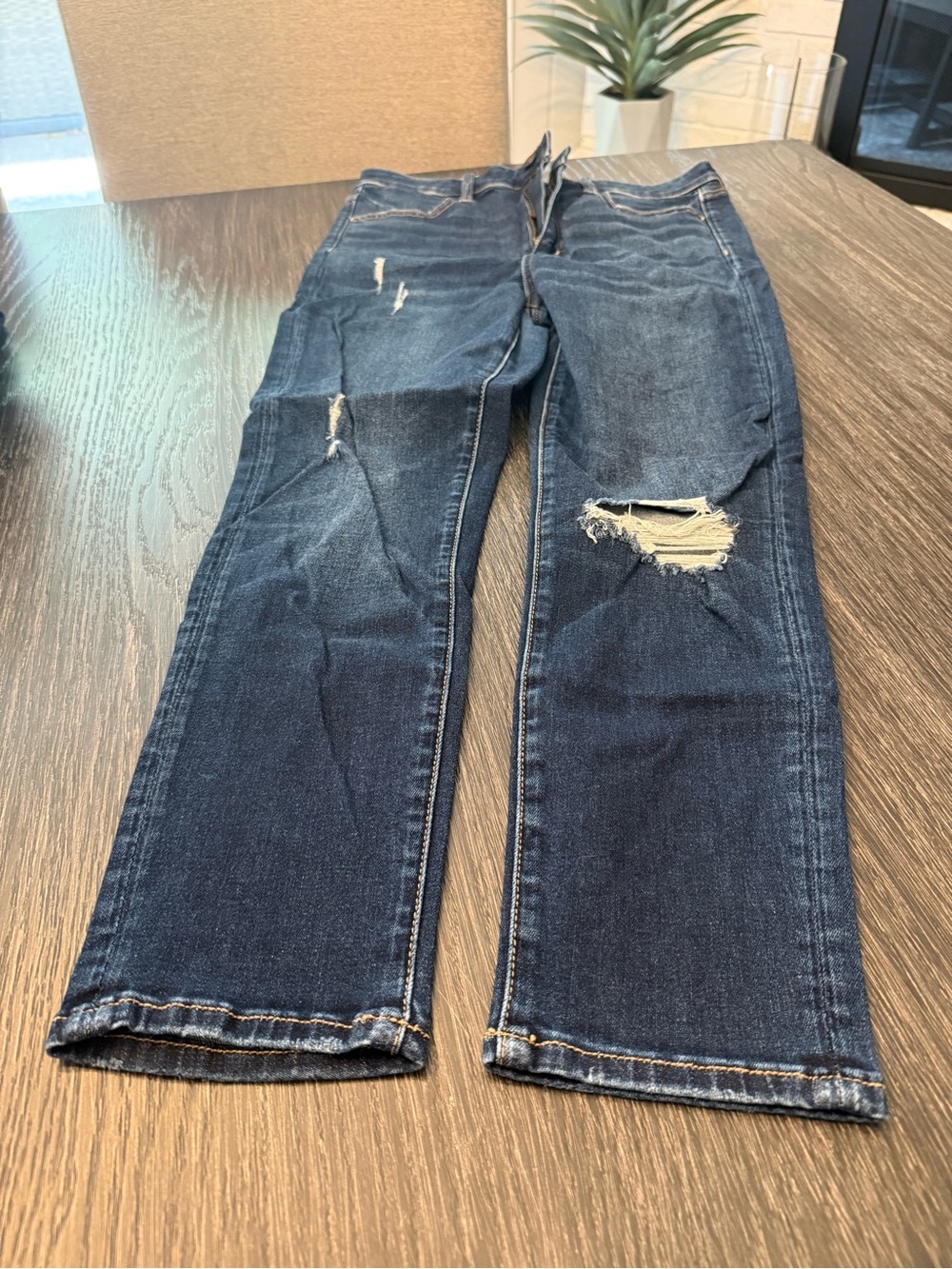American Eagle Outfitters Dark Blue- Distressed Jeans -Size 10 Short